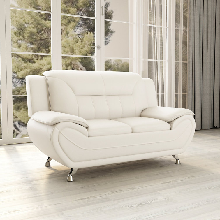 61 Faux Leather Sofa Container Fabric White Faux Leather